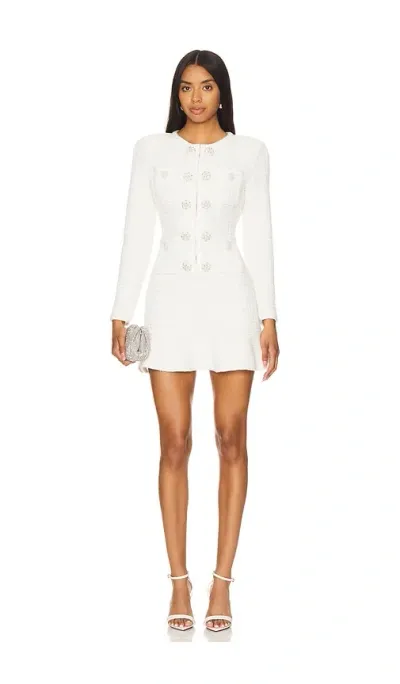 Self-portrait Buttoned Knit Mini Dress In Beige