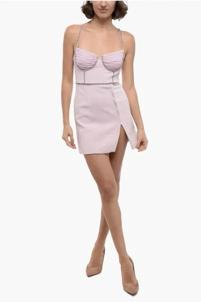 Self-portrait Corset Designed Mini Dress With Chiffon Detail In Pink