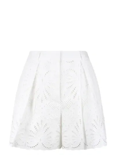 Self-portrait Broderie Anglaise Cotton Shorts In White