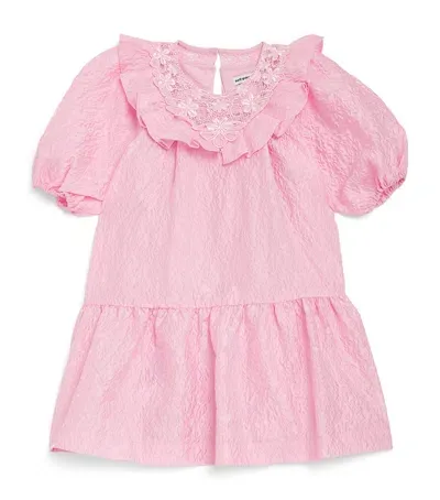 Self-portrait Kids' Crepe Textured Dress In Pink