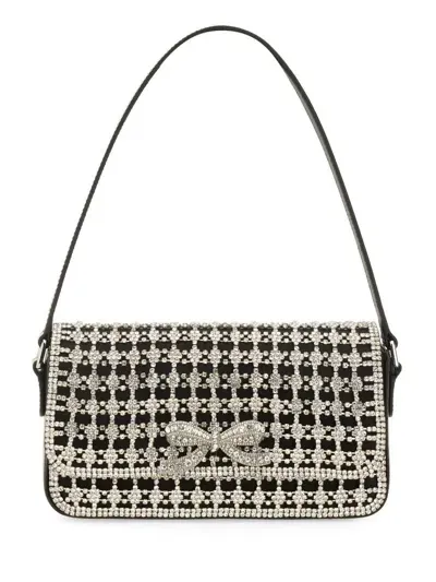 Self-portrait Crystal Baguette Bag In Black