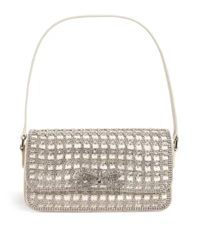 Self-portrait Crystal Baguette Shoulder Bag In Ivory