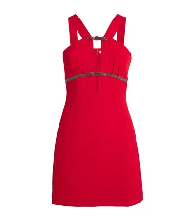 Self-portrait Crystal-embellished Bow Mini Dress In Red