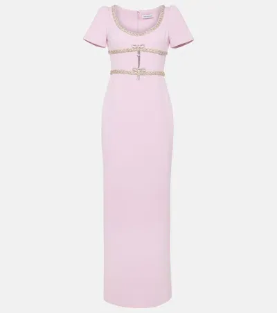 Self-portrait Crystal-embellished Crêpe Gown In Pink