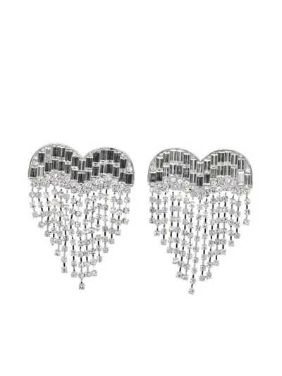 Self-portrait Crystal Heart Earrings In Silver