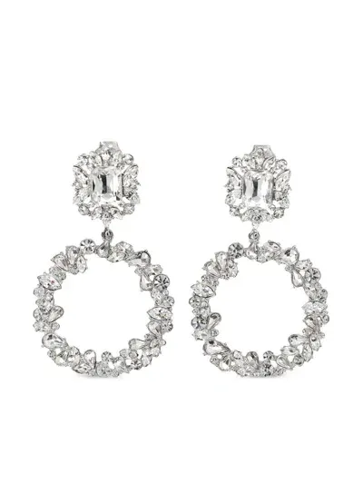 Self-portrait Crystal Hoop Earrings Accessories In Silver