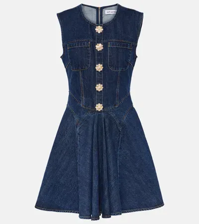 Self-portrait Denim Minidress In Blue