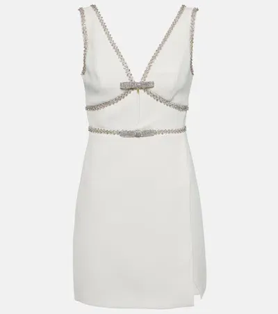 Self-portrait Crystal-embellished Mini Dress In White