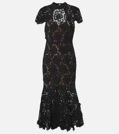 Self-portrait Floral Lace Maxi Dress In Black