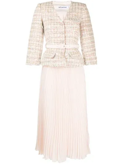 Self-portrait Fully-pleated Flared Skirt In Pink