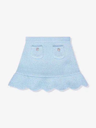 Self-portrait Kids' Girls Blue Sequin Knit Skirt