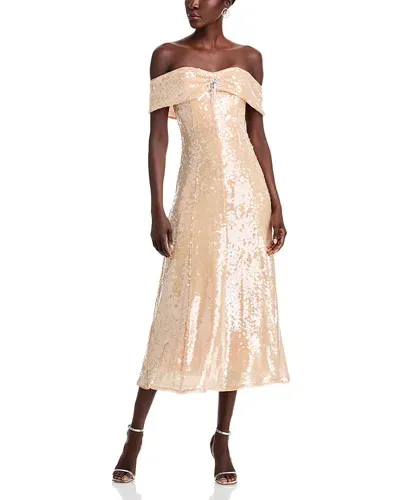 Self-portrait Gold Sequin Off-the-shoulder Dress