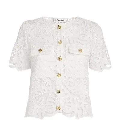 Self-portrait Guipure Lace Blouse In White