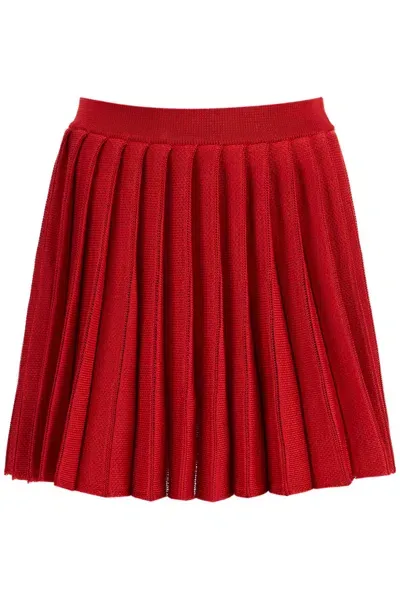 Self-portrait Knitted Mini Skirt In Red