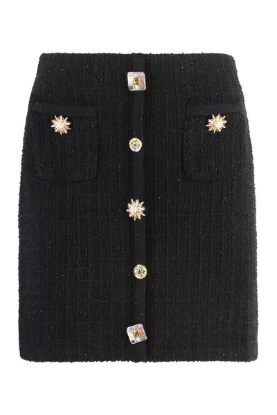 Self-portrait Knitted Mini Skirt In Black