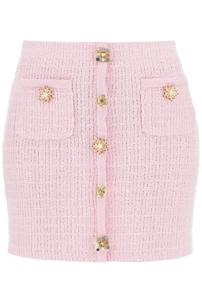 Self-portrait Self Portrait 'pink Jewel Button Knit Mini' Skirt