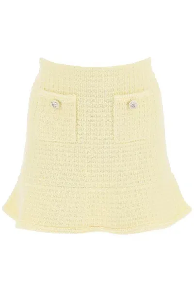 Self-portrait "knitted Mini Skirt With Jewel Buttons In Green