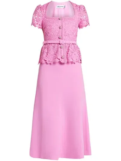 Self-portrait Lace Midi Dress In Pink