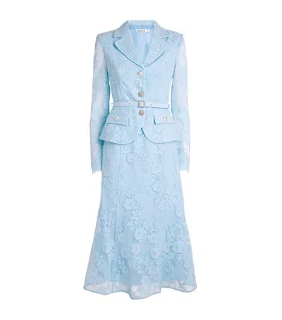 Self-portrait Lace Tailored Midi Dress In Blue