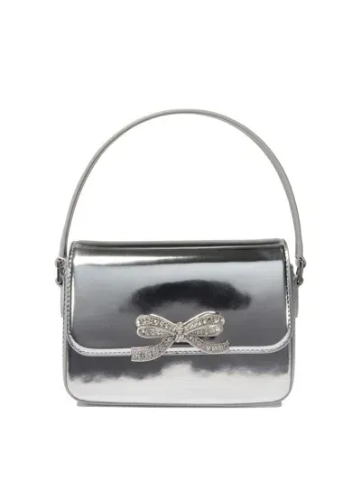 Self-portrait Silver Leather Top Handle Bag In Grey