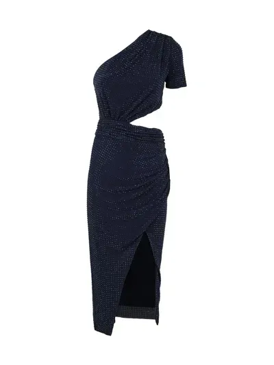 Self-portrait Navy Hot Fix Midi Dress In Blue