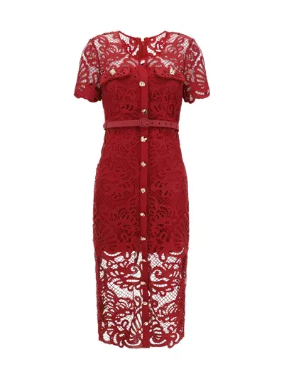 Self-portrait Midi Dress In Red