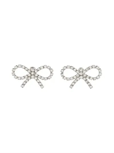 Self-portrait Mini Bow Crystal Earrings In Silver