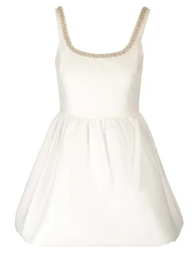 Self-portrait Mini Dress In Diamond Taffeta In White