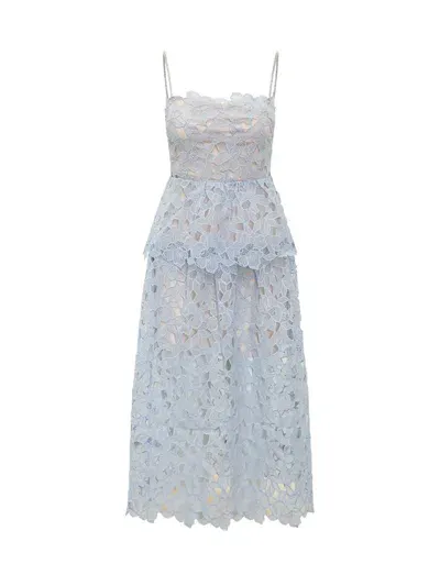 Self-portrait Organza Midi Dress In Blue