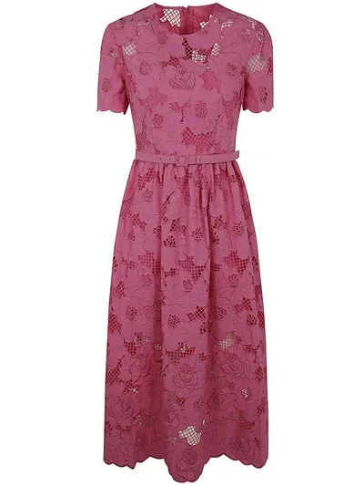 Self-portrait Pink Cotton Lace Midi Dress In P Pink