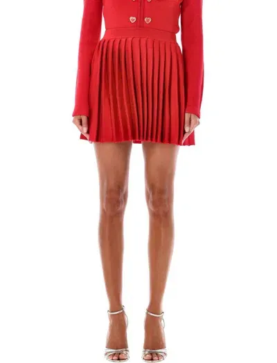 Self-portrait Pleated Mini Skirt In Red