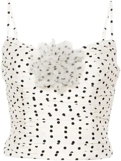 Self-portrait Polka-dot Top In Neutrals