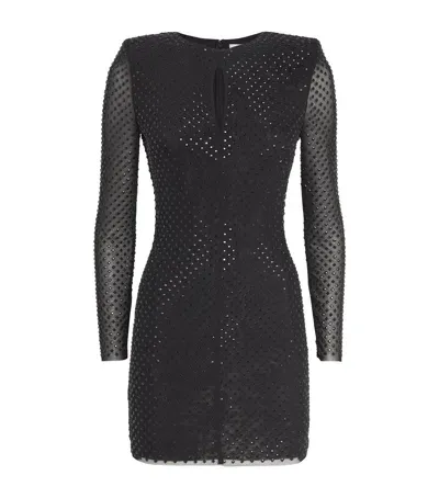 Self-portrait Rhinestone-embellished Mini Dress In Black