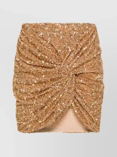 Self-portrait Gold Sequin Twisted Mini Skirt