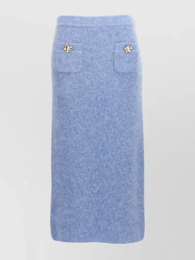 Self-portrait Blue Soft Knit Midi Skirts