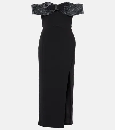 Self-portrait Strapless Embellished Midi Dress In Black