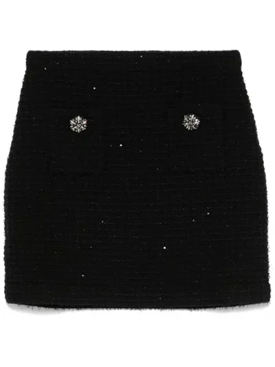 Self-portrait Textured Knit Mini Skirt In Black