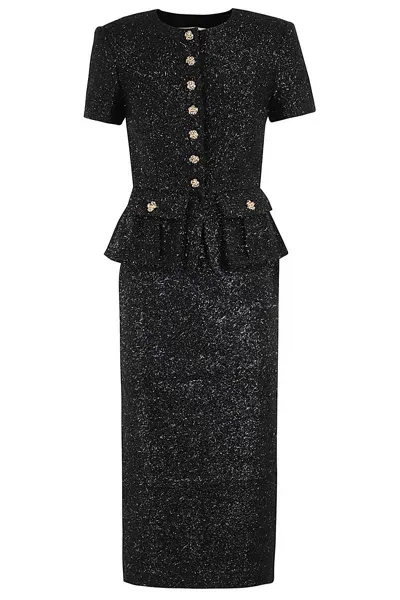 Self-portrait Tinsel Boucle Tailored Midi Dress In Black