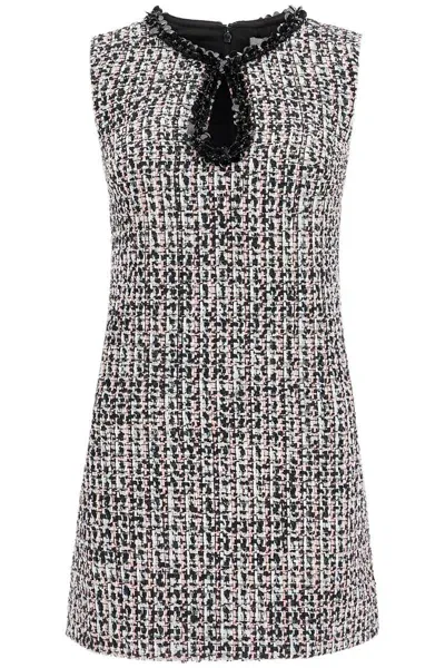 Self-portrait Self Portrait Tweed Bouclã© Mini Dress With In Black