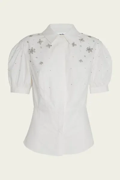 Self-portrait White Cotton Embellished Top