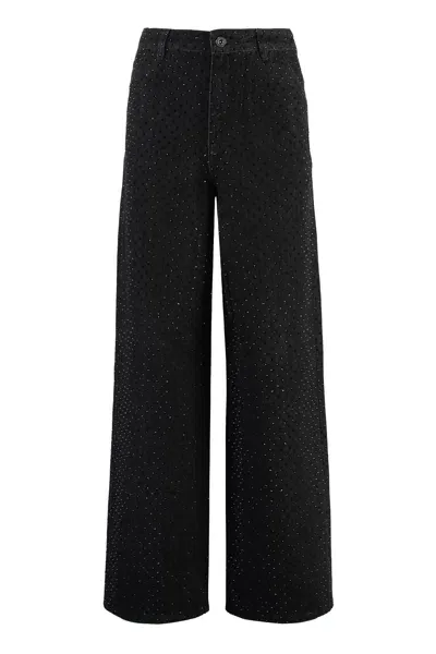 Self-portrait Wide-leg Jeans In Black