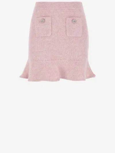 Self-portrait Wool Blend Miniskirt In Pink