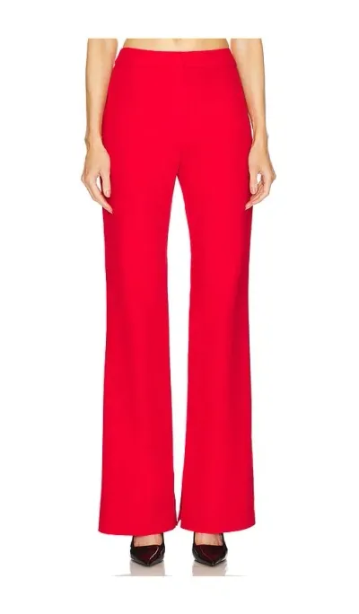 Selmacilek High Rise Slit-detailed Canvas Pant In Red