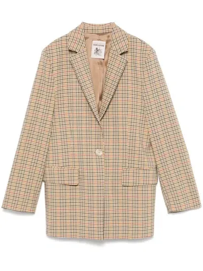 Semi-couture "checked Blazer" In Beige