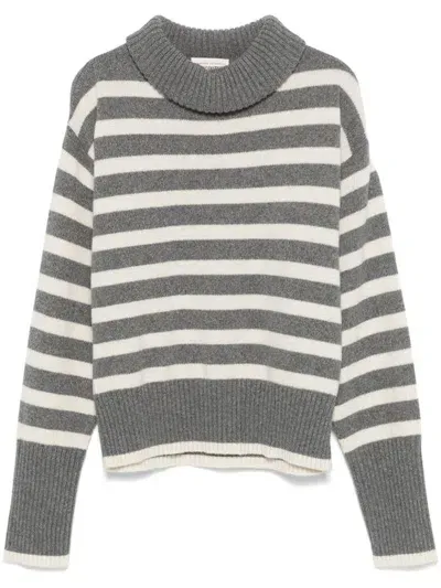 Semi-couture Odette Striped Cashmere Sweater In Grey