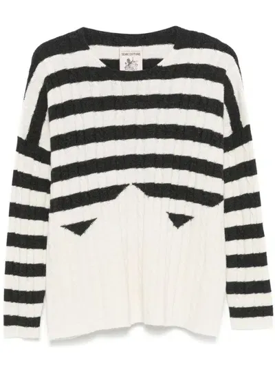 Semi-couture Wool Martina Striped Sweater In White