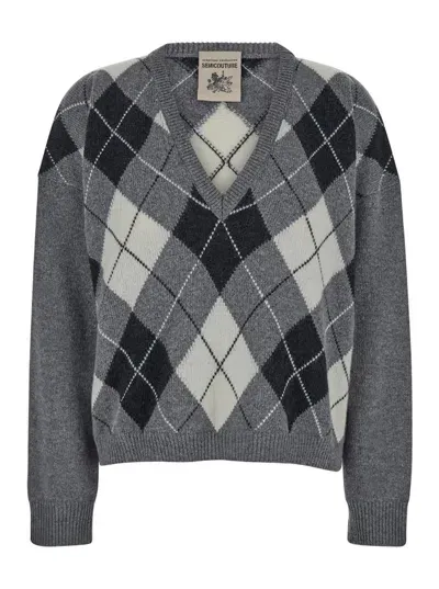 Semicouture Argyle Pull In Rombi Grigio-antraci