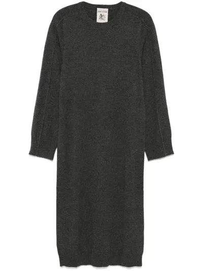 Semicouture Fine-knit Midi Dress In Grey