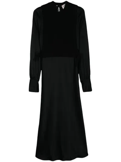 Semicouture Layered Maxi Dress In Black