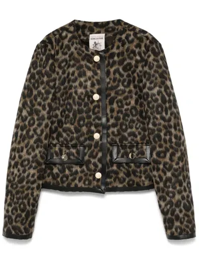 Semicouture Leopard-print Jacket In Black